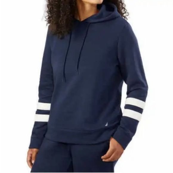 NAUTICA Ladies Fleece Lined Pullover Sweater Hoodie Navy Color Size XL‎ - Picture 1 of 12